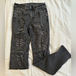 AE Black Distressed Denim. Slim Fit. Size 29x32